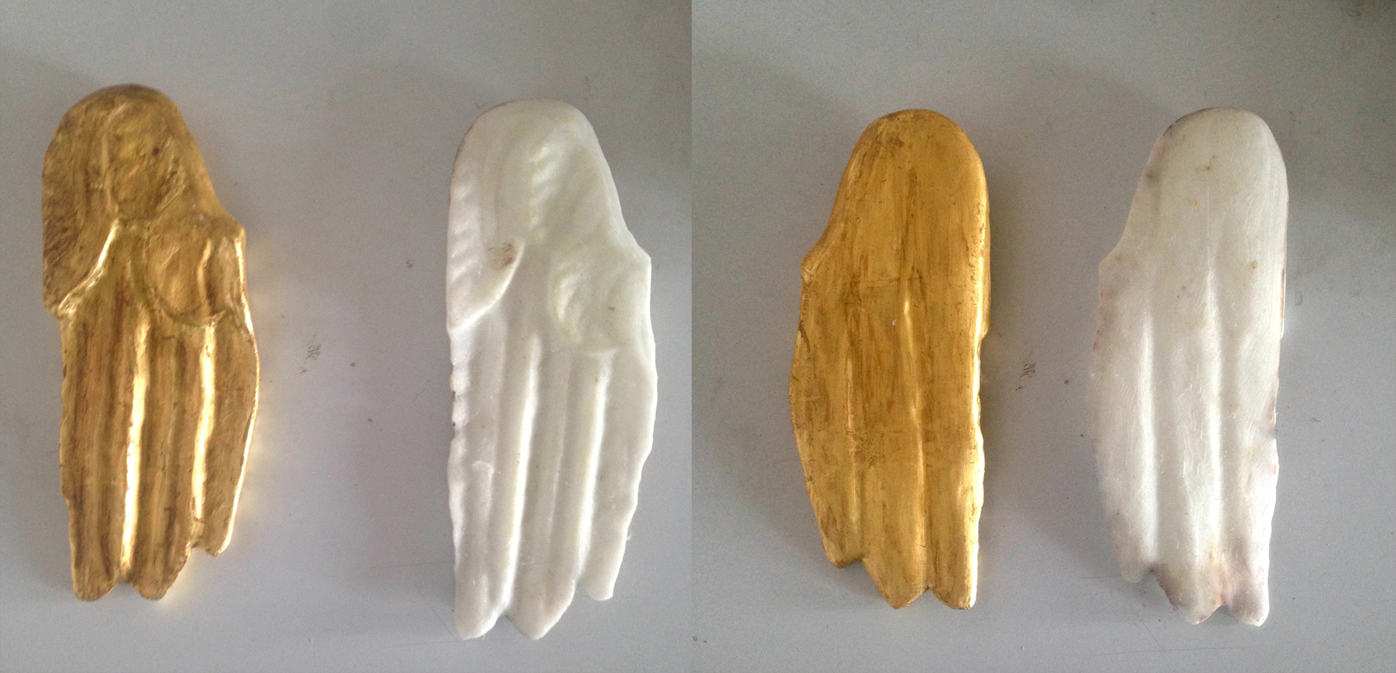restauro scultura stampa 3D nylon ala scolpita dorata
